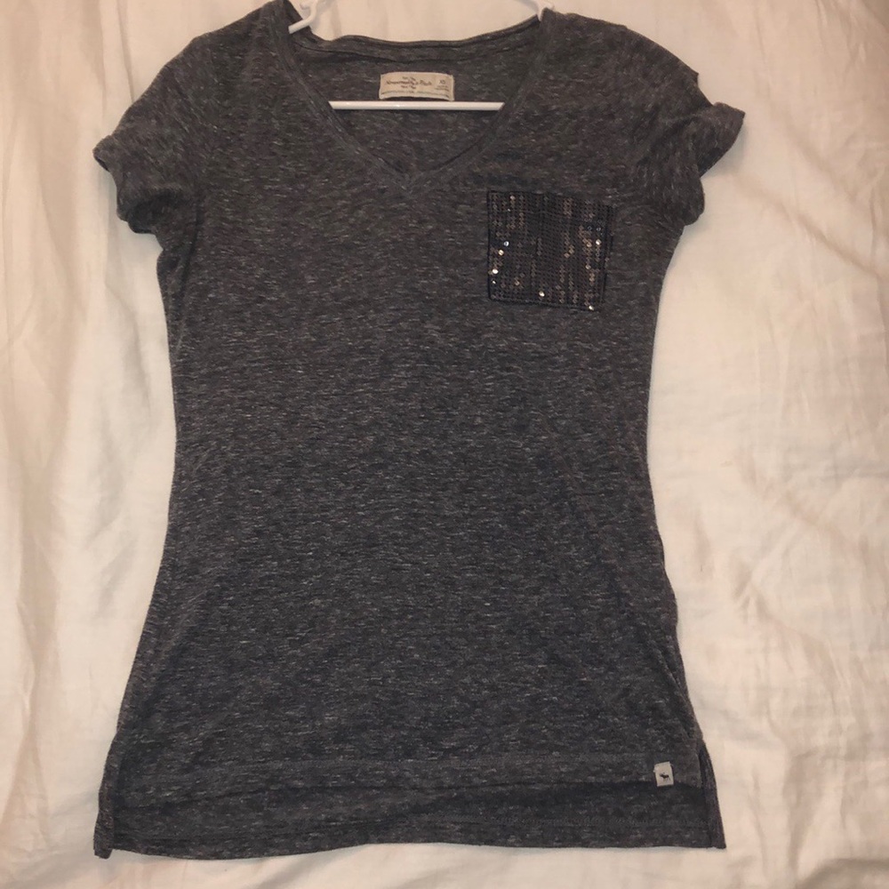 Abercrombie and Fitch Grey/Navy Sequin T-Shirt
